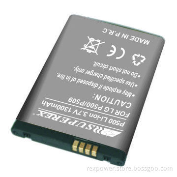 Mobile Phone Battery, Capacity 1,300mAh, Voltage 3.7V, Suitable for LG P500/P509